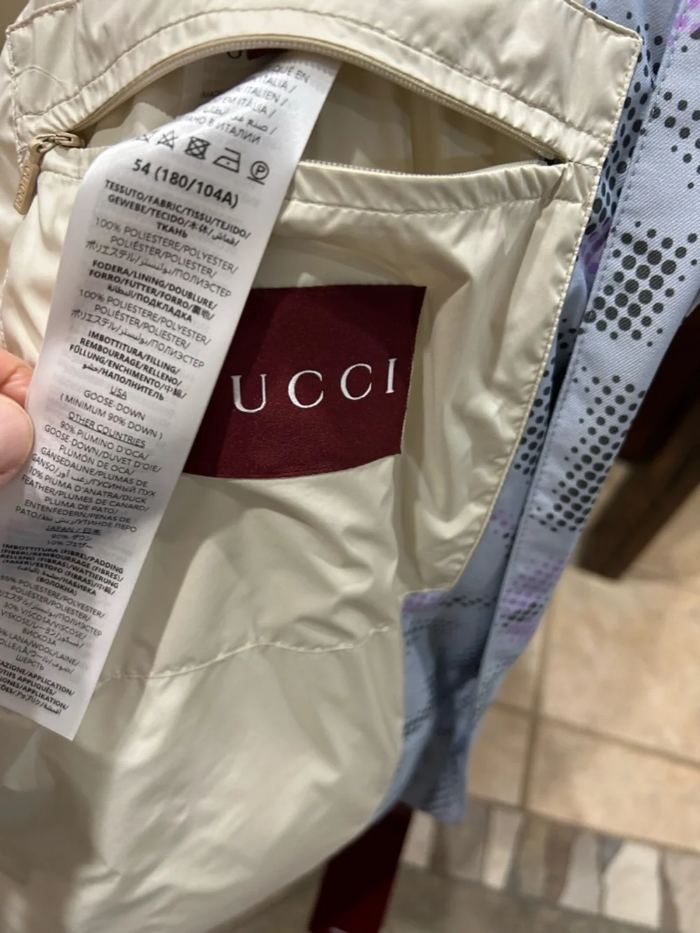 Men's Gucci printed technical Poplin puffer jacket size 54/xxl made in Italy